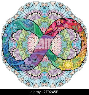 Vektor ornamental unendlich Symbol zentangle gestylt auf Mandala. Ewiges Lebenszeichen. Von Hand gezeichnete Unendlichkeit. Stock Vektor