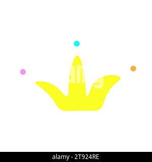 Vektor Bunte isolierte Illustration mit niedlichem Symbol der goldenen Krone. Konzept mit flachem handgezeichnetem Logo - Symbol der königlichen Familie und Autorität des Königs Stock Vektor