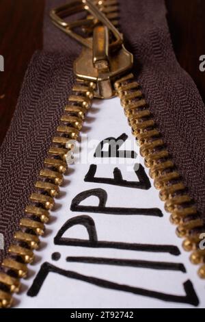 ZIP Hintergrundtextur von Reißverschlüssen Sliders. Hobby diy Konzept Stockfoto