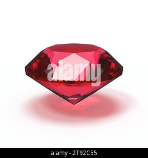 Spinell, Juwel, rosa Edelstein, auf weißem Hintergrund Stockfoto