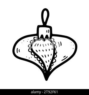 Weihnachtskugel-Bild kritzeln. Saisonales Ornament Spielzeug isoliert auf weißem Hintergrund. Festliche Dekoration. Vektor-Illustration zum Neujahr. Traditionell Stock Vektor