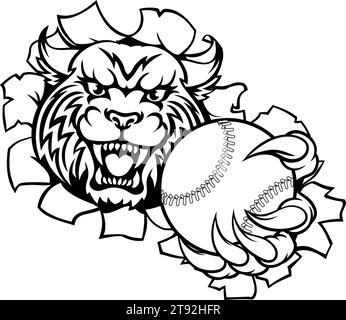 Wildcat Bobcat Cat Cougar Baseball Softball Maskottchen Stock Vektor