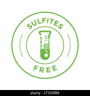 Grüner Stempel Für Sulfite Free Line. Kein Sulfite-Etikett. Produkt ohne Sulfatsymbol. Zeichen Für Natürliche Inhaltsstoffe Ohne Sulfit. Stock Vektor