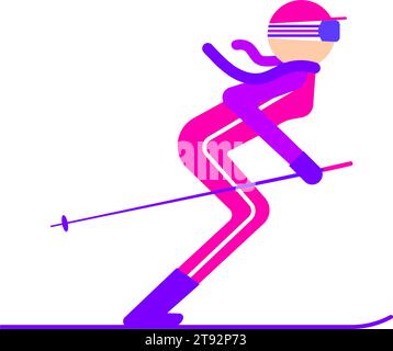 Weibliche Skier Clip Art. Illustration des flachen Vektors Stock Vektor