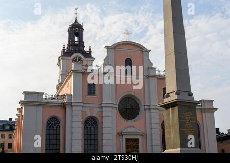 Die große Kirche (Storkyrkan) oder Kirche St. Nikolaus (Sankt Nikolai Kyrka), älteste Kirche in Gamla stan. Stockholm, Schweden Stockfoto