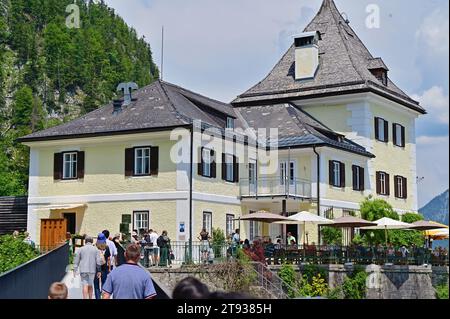 Salzberg der berühmten Stadt Hallstatt am Hallstätter See - im Bild der Rudolfsturm, Turm Rudolf Stockfoto