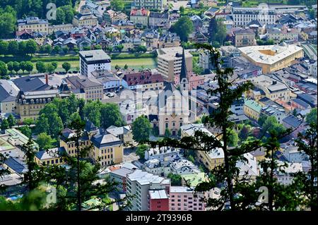 Zentrum von Bad Ischl vom Jainzenberg aus gesehen, Sisis Lieblingsberg Stockfoto