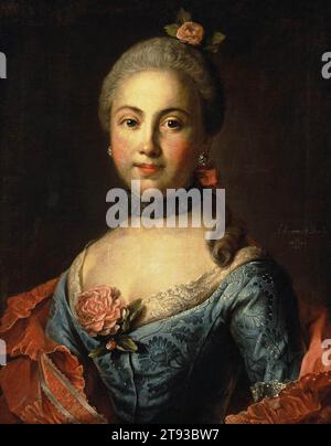 Porträt einer Frau in einem blauen Kleid 1760 von Iwan Petrovich Argunow Stockfoto