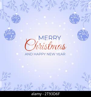 Weihnachten, Neujahrsgrußkarte mit Kugeln Stock Vektor