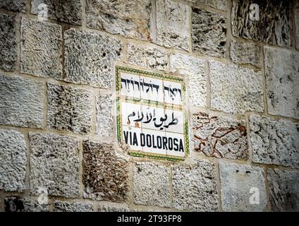 Die Via Dolorosa in der Altstadt. Jerusalem. Israel Stockfoto