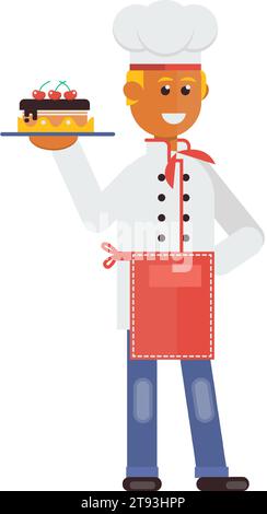 Koch mit Kuchen Vektor Bäcker Symbol Stock Vektor