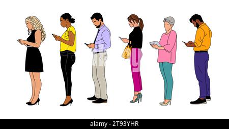 Geschäftsleute stehen in voller Warteschlange Stock Vektor