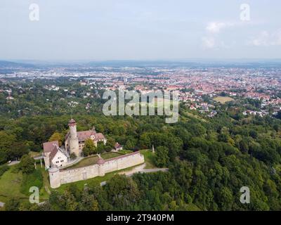 Blick von der Spitze des Schlosses altenburg mit bamberg im Hintergrund Stockfoto