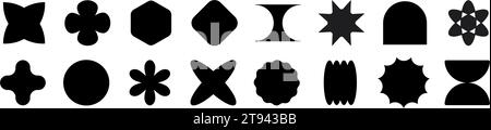 Abstraktes Stickerset. Y2K-Elementsatz. Vektorabbildung. Stock Vektor