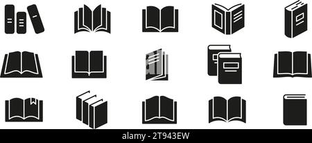 Symbolgruppe „Buch“. Silhouette. Vektorabbildung. Stock Vektor