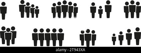 Symbolgruppe „Team“. Community-Symbolgruppe. Silhouettensymbol. Vektorabbildung. Stock Vektor