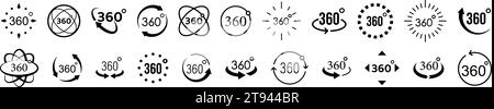 360-Grad-Vektor-Symbolsatz. Symbolsatz drehen. Vektorabbildung Stock Vektor