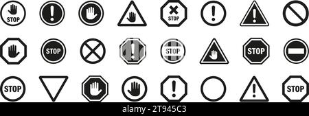 Stoppzeichen-Symbole festlegen. Satz Verbotszeichen. Vektorabbildung Stock Vektor