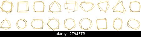 Goldenes Rahmenset. Goldene Borten gesetzt Stock Vektor