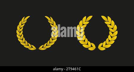 goldene Lorbeerkränze. Elegante Bio-Pflanzenblätter in verschiedenen Formen. Vektorabbildung Stock Vektor