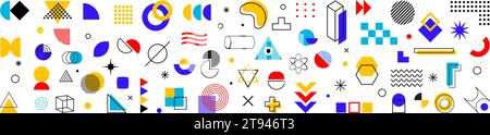 Geometrische Formen festgelegt. Memphis Design Retro-Elemente. Stock Vektor