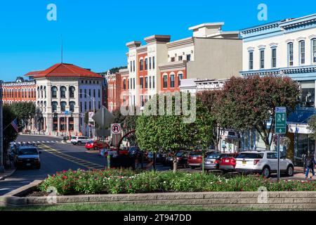 Blick auf die Innenstadt von Ossining. Stockfoto
