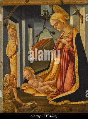 Anbetung des Christuskindes mit dem jungen Johannes dem Täufer - von Bicci Di Neri Stockfoto