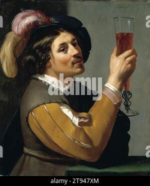 Junger Mann trinkt ein Glas Wein 1635-40 von Jan Van Bijlert Stockfoto