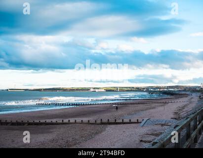 Aberdeen Beach am kühlen Herbsttag, Schottland Stockfoto