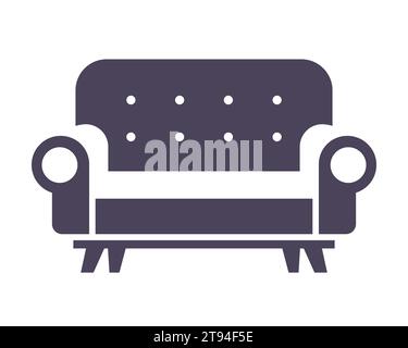 Weiches Sofasymbol auf weißem Hintergrund. Illustration des flachen Vektors Stock Vektor