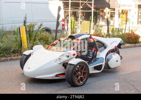 Campagna T-Rex Trike in Arctic while, Greenwich Village, New York City, Vereinigte Staaten von Amerika. Stockfoto