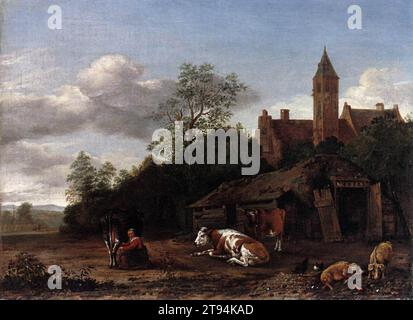 Barnyard Scene 1650-55 von Anthonie Van Borssom Stockfoto