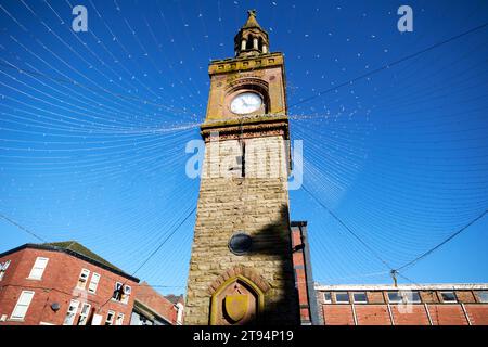 ormskirk Uhrenturm an der Stelle des alten Marktkreuzes im Zentrum der Stadt ormskirk, lancashire, england, großbritannien Stockfoto