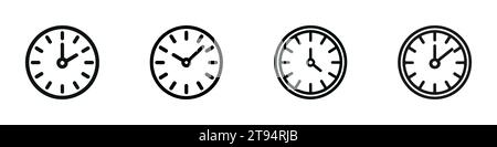 Symbol für runde Wanduhr, isoliert einstellen Stock Vektor