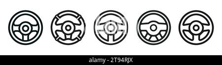 Lenkradsymbol gesetzt. Autologo-Vorlagen in flachem Stil isoliert Stock Vektor