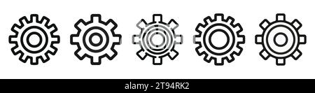 Satz von Symbolen für die Zahnradlinie. COGS, Getriebe isoliert Stock Vektor