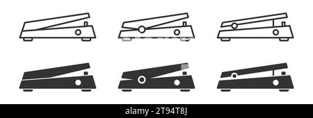 Wah Gitarreneffekt-Symbol. Lautstärke- oder Expressionspedal. Vektorabbildung Stock Vektor