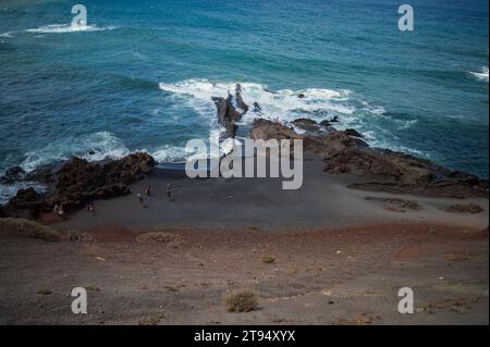 Grüne Lagune oder Charco de los Clicos auf Lanzarote, Kanarischen Inseln, Spanien Stockfoto