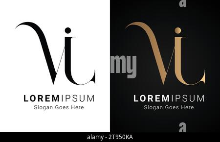 Luxuriöses Initial VJ oder JV Monogramm-Logo-Design Stock Vektor
