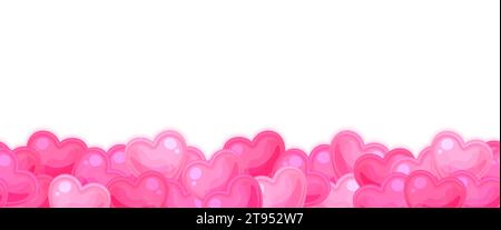 Heart Love horizontales nahtloses Muster Hintergrund rosa flach. Festliche Banner Valentinstag Dekoration Feier romantische Flyer Geschenk Banner Party Sweetheart nette Zeichentrick Web Poster Broschüre Geburtstag Stock Vektor