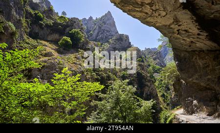 Route der Cares zwischen der Provinz León und Asturien im Nationalpark Picos de Europa. In Asturien, Spanien. Stockfoto