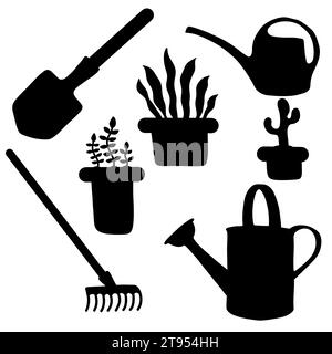 Gartenwerkzeuge Set Schaufeln und Gießkanne und Rechen Muster zum Einpacken von Papier, Stoffen und Bettwäsche sowie Sommerkleidung und Ladenverpackungen. Hoch qua Stockfoto