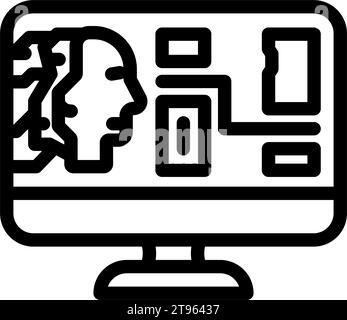 Illustration des Symbols der autonomen Auslieferungslinie für AI-Routing Stock Vektor