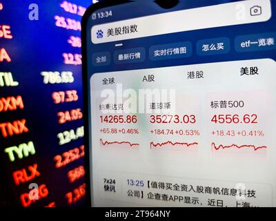 SUQIAN, CHINA - 23. NOVEMBER 2023 - US-Aktien, 23. November 2023, Suqian, Provinz Jiangsu, China. Stockfoto