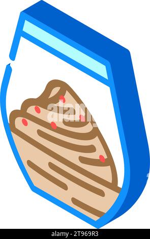 französische Küche Schokolade Mousse isometrische Icon Vektor Illustration Stock Vektor