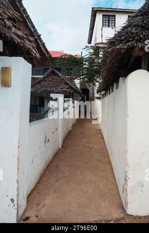 Blick auf eine enge Straße in Lamu Isand, Kenia Stockfoto