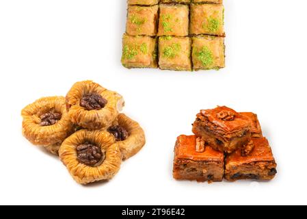 Leckere Baklava isoliert auf weißem Hintergrund. Stockfoto