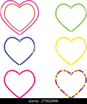Hearten Form hearten Set. Vektorabbildung. Farbige Herzen. Stock Vektor