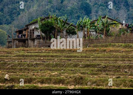 Alte Bauernhäuser in Ban Gioc in Vietnam Stockfoto