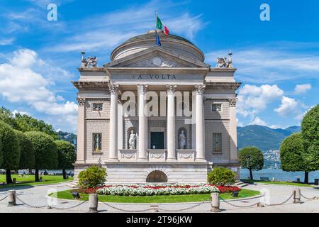 COMO, ITALIEN - 6. AUGUST 2021: Museum Tempio Voltiano am Comer See, gewidmet dem italienischen Physiker Alessandro Volta Stockfoto